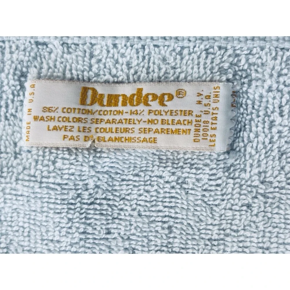 Pair Of Vintage Dundee Hand Towels - Light Blue With White Lace Trim - Lot Of 2